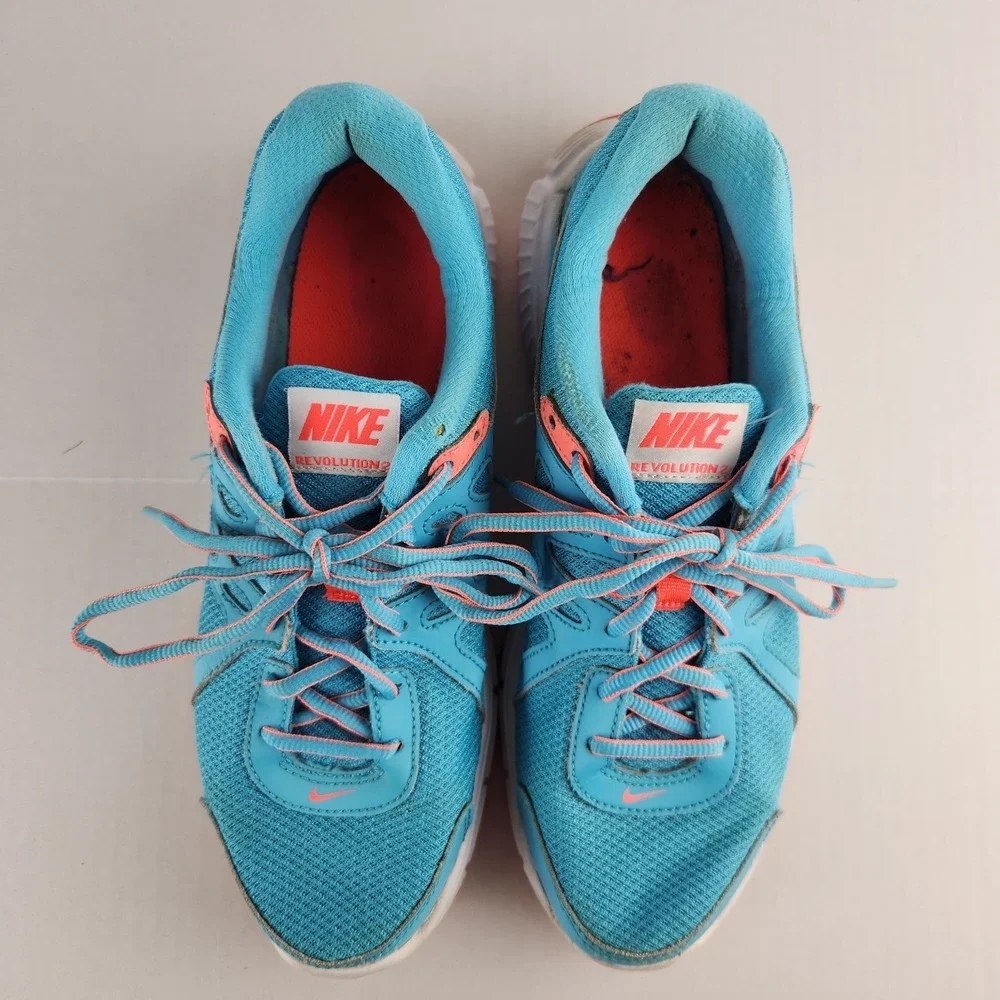 Nike Revolution 2‎ Running Shoes US 9.5 Blue Teal Orange 554900-411